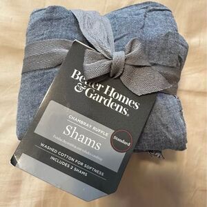 NEW Better Homes & Gardens 2-Pack Standard Chambray Ruffled Pillow Shams Set